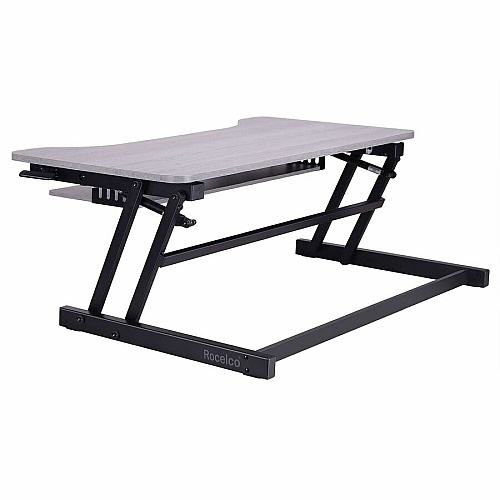 Rocelco DADRG - Sit Stand Desk Riser 17" Height x 37.50" Width - Desk - Gray - For Monitor, Notebook, Office, Workstation, Medical, Home Office, Student, Keyboard - Sit-stand, Sturdy, Ergonomic, Keyboard Tray, Grommet, Cable Management, Comfortab (RDADRG)