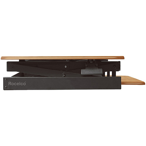 Rocelco DADRT- 46 Sit Stand Desk Riser 20" Height x 46" Width - Desk - Teak - For Monitor, Notebook, Keyboard - Sit-stand, Ergonomic, Keyboard Tray, Grommet, Cable Management, Retractable (RDADRT46)
