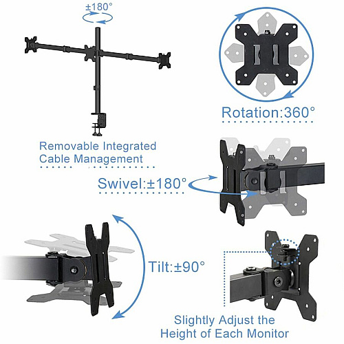 Rocelco RDM3 Desk Mount for LCD Monitor, LED Monitor, Display Stand