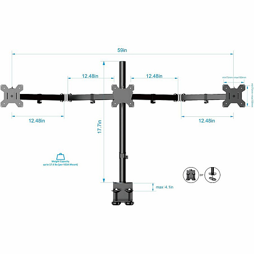 Rocelco RDM3 Desk Mount for LCD Monitor, LED Monitor, Display Stand