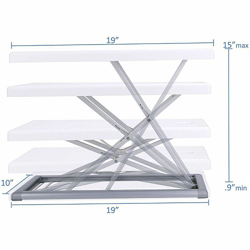 Rocelco PDR Portable Desk Riser 11 lb Load Capacity - Desktop - White - For Notebook, Mouse, Presentation, Hotel, Dorm Room, Boardroom, Travel - Portable, Compact, Foldable, Lightweight, Sit-stand, Adjustable - 1 Each (RPDRW)