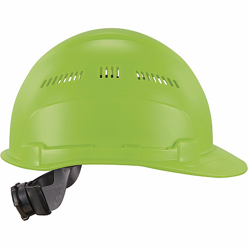 Ergodyne 8966 Lightweight Cap-Style Hard Hat Recommended for: Head, Construction, Oil & Gas, Forestry, Mining, Utility, Industrial - Sun, Rain Protection - Strap Closure - High-density Polyethylene (HDPE) - Lime - Lightweight, Cap Style, Adjustabl (60224)