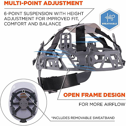 Ergodyne 8966 Lightweight Cap-Style Hard Hat Recommended for: Head, Construction, Oil & Gas, Forestry, Mining, Utility, Industrial - Sun, Rain Protection - Strap Closure - High-density Polyethylene (HDPE) - White - Lightweight, Cap Style, Adjustab (60223)
