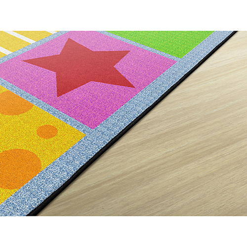 Flagship Carpets Silly Seating Classroom Rug 10.60 ft Length x 13.20 ft Width - Rectangle - Primary - Nylon - 1 Each (FE33158A)