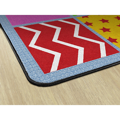 Flagship Carpets Silly Seating Classroom Rug 10.60 ft Length x 13.20 ft Width - Rectangle - Primary - Nylon - 1 Each (FE33158A)