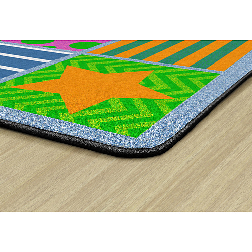 Flagship Carpets Silly Seating Classroom Rug 10.60 ft Length x 13.20 ft Width - Rectangle - Primary - Nylon - 1 Each (FE33158A)