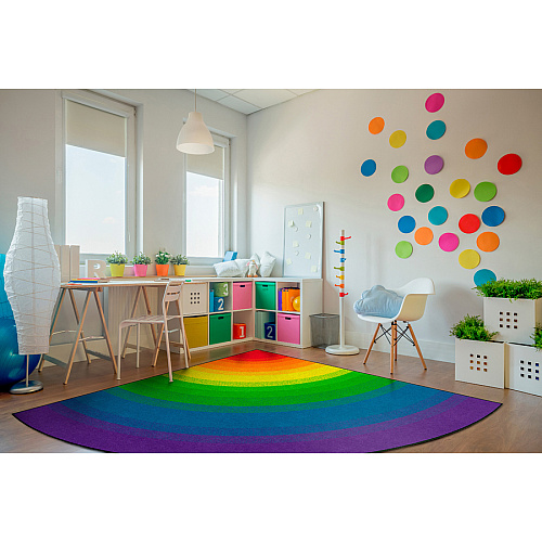 Flagship Carpets Rainbow Classroom Rug 72" Diameter - Rainbow - Nylon - 1 Each (FE41626A)