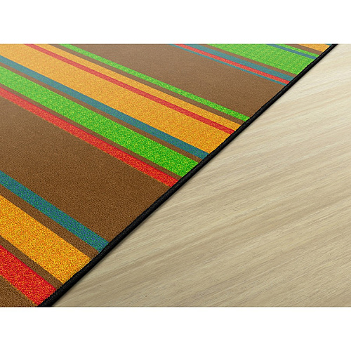 Flagship Carpets Basics Stripes Classroom Rug 72" Length x 100.80" Width - Rectangle - Muted - Nylon - 1 Each (FE40832A)