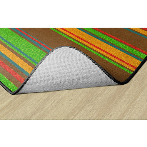Flagship Carpets Basics Stripes Classroom Rug 48" Length x 72" Width - Rectangle - Muted - Nylon - 1 Each (FE40822A)