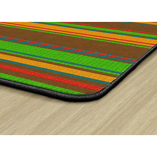 Flagship Carpets Basics Stripes Classroom Rug 48" Length x 72" Width - Rectangle - Muted - Nylon - 1 Each (FE40822A)