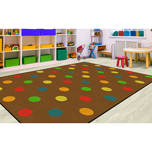 Flagship Carpets Basics Dots Classroom Rug 91.20" Length x 12 ft Width - Rectangle - Muted - Nylon - 1 Each (FE41044A)