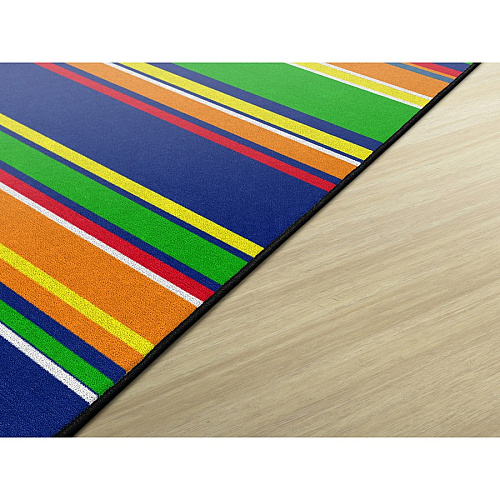 Flagship Carpets Basics Stripes Classroom Rug 72" Length x 100.80" Width - Rectangle - Primary - Nylon - 1 Each (FE40732A)