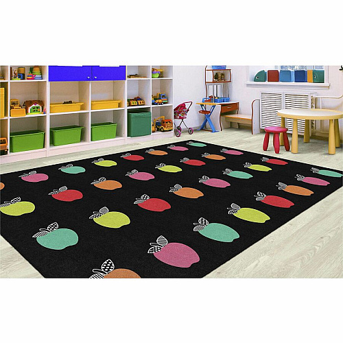 Flagship Carpets Schoolgirl Stylish Brights Rug 91.20" Length x 12 ft Width - Rectangle - Black - 1 Each (CA199744SG)