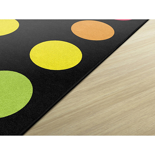 Flagship Carpets Schoolgirl Style Rainbow Dots Rug 91.20" Length x 12 ft Width - Rectangle - Primary - 1 Each (CA212844SG)