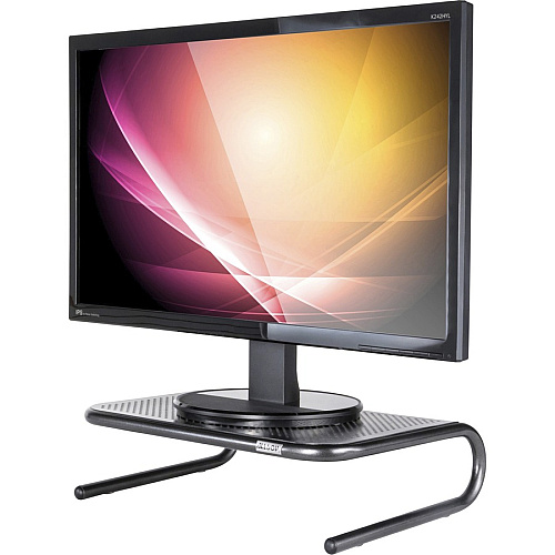 Allsop Metal Art Jr. Monitor Stand 4" Height x 14" Width x 9" Depth - Powder Coated - Metal - Pearl Black (30165V2)