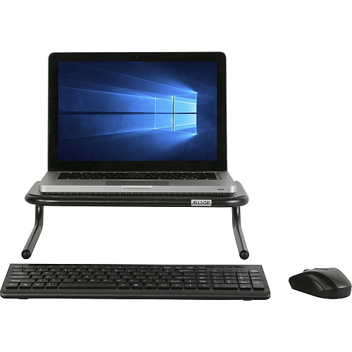 Allsop Metal Art Jr. Monitor Stand 4" Height x 14" Width x 9" Depth - Powder Coated - Metal - Pearl Black (30165V2)