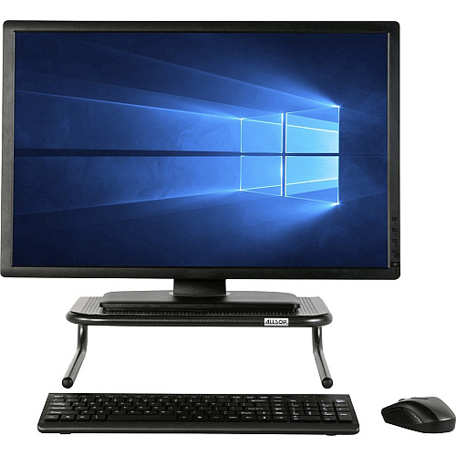 Allsop Metal Art Jr. Monitor Stand 4" Height x 14" Width x 9" Depth - Powder Coated - Metal - Pearl Black (30165V2)