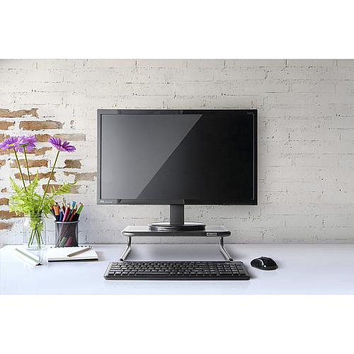 Allsop Metal Art Jr. Monitor Stand 4" Height x 14" Width x 9" Depth - Powder Coated - Metal - Pearl Black (30165V2)