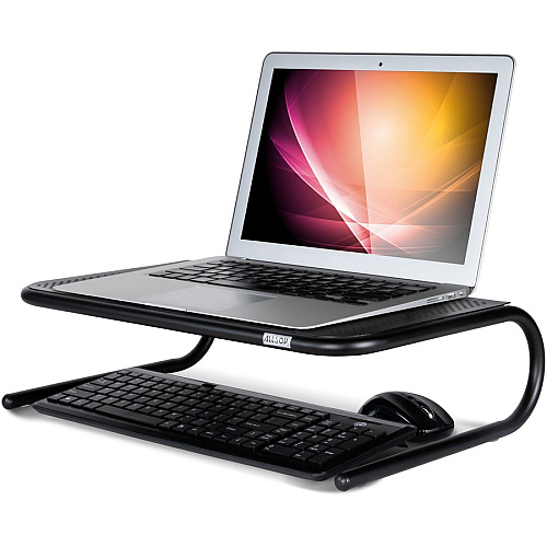 Allsop Large Metal Monitor Stand 5.25" Height x 18.50" Width x 12.25" Depth - Powder Coated - Metal, Steel - Black (30336V2)