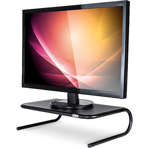 Allsop Large Metal Monitor Stand 5.25" Height x 18.50" Width x 12.25" Depth - Powder Coated - Metal, Steel - Black (30336V2)