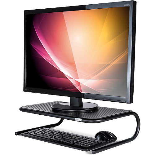 Allsop Large Metal Monitor Stand 5.25" Height x 18.50" Width x 12.25" Depth - Powder Coated - Metal, Steel - Black (30336V2)