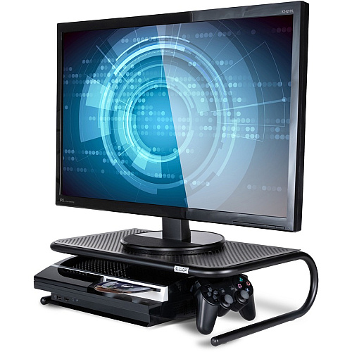 Allsop Large Metal Monitor Stand 5.25" Height x 18.50" Width x 12.25" Depth - Powder Coated - Metal, Steel - Black (30336V2)