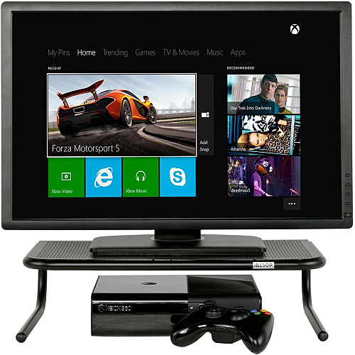 Allsop Large Metal Monitor Stand 5.25" Height x 18.50" Width x 12.25" Depth - Powder Coated - Metal, Steel - Black (30336V2)