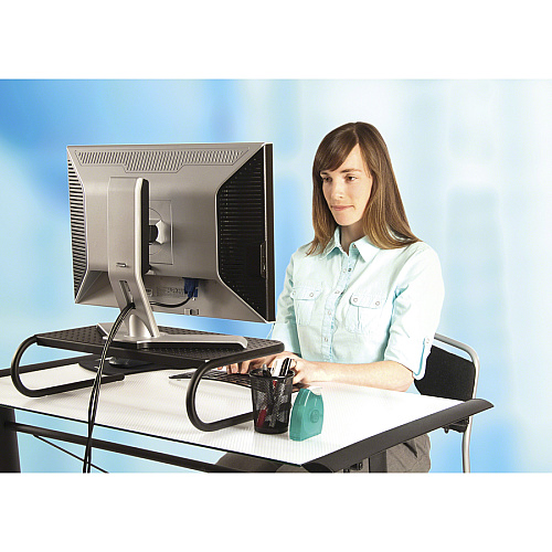 Allsop Large Metal Monitor Stand 5.25" Height x 18.50" Width x 12.25" Depth - Powder Coated - Metal, Steel - Black (30336V2)