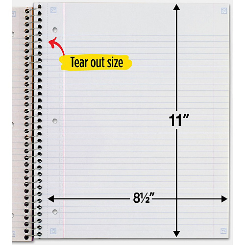 Mead Five Star Wirebound Notebook, 1 Subject, College Ruled, 11" x 8 1/2" , White 1 Subject(s) - 100 Sheets - 100 Pages - Wire Bound - 11" x 8 1/2" Sheet Size - Bleed Resistant, Durable, Water Resistant, Wear Resistant, Tear Resistant, Spill Resis (72456)