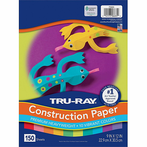 Tru-Ray Construction Paper Art, Craft Project - Assorted - Paper, Sulphite, Fiber - 150 / Pack (P6685)
