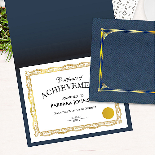 FranklinCovey Geographics Premium Certificates with Gold Seals 65 lb Basis Weight - 11" Width - Inkjet Compatible - Gold, Assorted, Multicolor with Gold Border - Card Stock, Foil - 12 / Pack (48766)