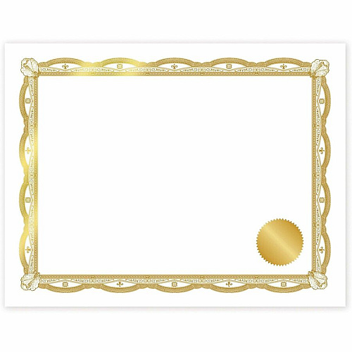 FranklinCovey Geographics Premium Certificates with Gold Seals 65 lb Basis Weight - 11" Width - Inkjet Compatible - Gold, Assorted, Multicolor with Gold Border - Card Stock, Foil - 12 / Pack (48766)