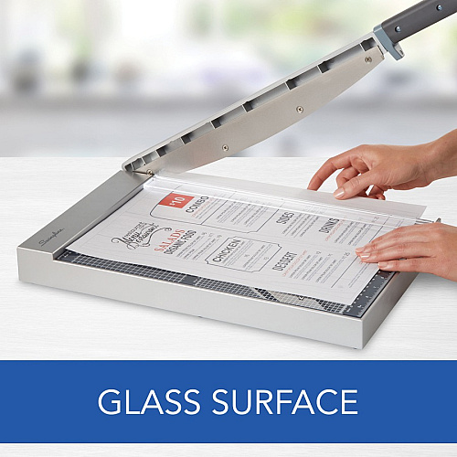 Swingline ClassicCut Guillotine Glass Trimmer 15 Sheet Cutting Capacity - 15" Cutting Length - Safety Latch - Tempered Glass - Gray - 1 Each (10014)