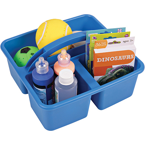 Deflecto Antimicrobial Kids Storage Caddy 3 Compartment(s) - 5.34" Height x 9.37" Width x 9.32" Depth - Antimicrobial, Lightweight, Portable, Mold Resistant, Mildew Resistant, Durable, Washable, Stackable - Blue - Polypropylene - 1 Each (39505BLU)
