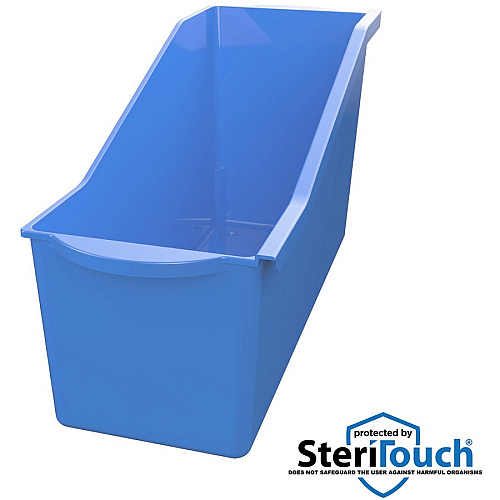 Deflecto Antimicrobial Kids Book Bin 7.35" Height x 14.20" Width x 5.34" Depth - Antimicrobial, Lightweight, Portable, Mold Resistant, Mildew Resistant, Stackable, Handle - Blue - Polypropylene - 1 Each (39508BLU)