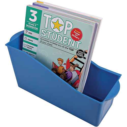 Deflecto Antimicrobial Kids Book Bin 7.35" Height x 14.20" Width x 5.34" Depth - Antimicrobial, Lightweight, Portable, Mold Resistant, Mildew Resistant, Stackable, Handle - Blue - Polypropylene - 1 Each (39508BLU)