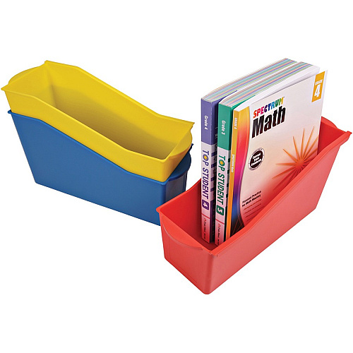 Deflecto Antimicrobial Kids Book Bin 7.35" Height x 14.20" Width x 5.34" Depth - Antimicrobial, Lightweight, Portable, Mold Resistant, Mildew Resistant, Stackable, Handle - Blue - Polypropylene - 1 Each (39508BLU)