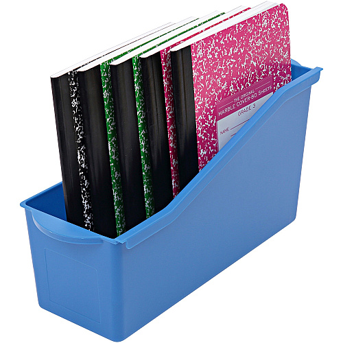 Deflecto Antimicrobial Kids Book Bin 7.35" Height x 14.20" Width x 5.34" Depth - Antimicrobial, Lightweight, Portable, Mold Resistant, Mildew Resistant, Stackable, Handle - Blue - Polypropylene - 1 Each (39508BLU)