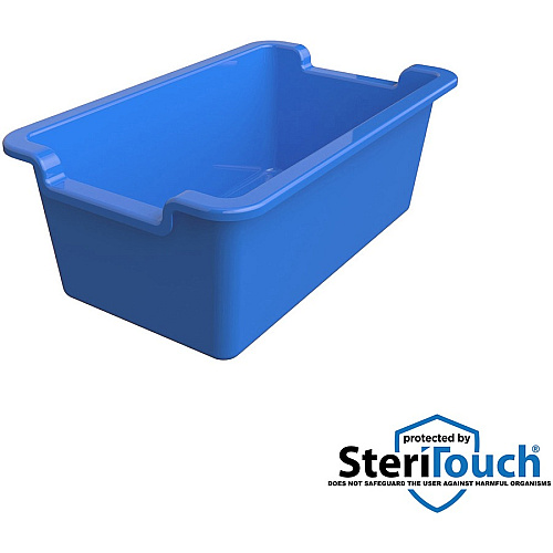 Deflecto Antimicrobial Rectangular Storage Bin 5.06" Height x 13.24" Width x 8.05" Depth - Antimicrobial, Lightweight, Mold Resistant, Mildew Resistant, Handle, Portable, Stackable - Blue - Polypropylene - 1 Each (39510BLU)