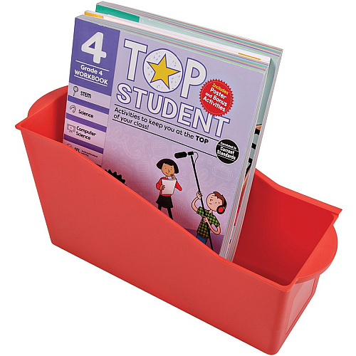 Deflecto Antimicrobial Kids Book Bin 7.35" Height x 14.20" Width x 5.34" Depth - Antimicrobial, Lightweight, Portable, Mold Resistant, Mildew Resistant, Stackable, Handle - Red - Polypropylene - 1 Each (39508RED)