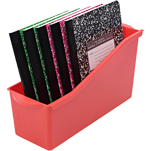 Deflecto Antimicrobial Kids Book Bin 7.35" Height x 14.20" Width x 5.34" Depth - Antimicrobial, Lightweight, Portable, Mold Resistant, Mildew Resistant, Stackable, Handle - Red - Polypropylene - 1 Each (39508RED)