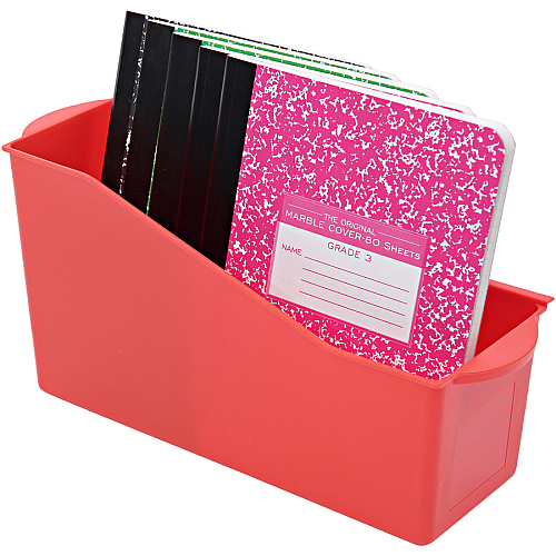 Deflecto Antimicrobial Kids Book Bin 7.35" Height x 14.20" Width x 5.34" Depth - Antimicrobial, Lightweight, Portable, Mold Resistant, Mildew Resistant, Stackable, Handle - Red - Polypropylene - 1 Each (39508RED)
