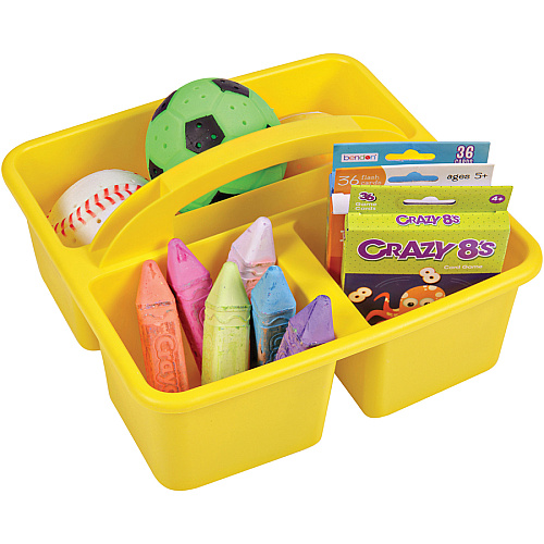 Deflecto Antimicrobial Kids Storage Caddy 3 Compartment(s) - 5.34" Height x 9.37" Width x 9.32" Depth - Antimicrobial, Lightweight, Portable, Mold Resistant, Mildew Resistant, Durable, Washable, Stackable - Yellow - Polypropylene - 1 Each (39505YEL)