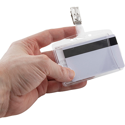 Advantus Plastic ID Card Holders Horizontal/Vertical - Plastic - Clear - Rotating Clip - 25 / Pack (76130)