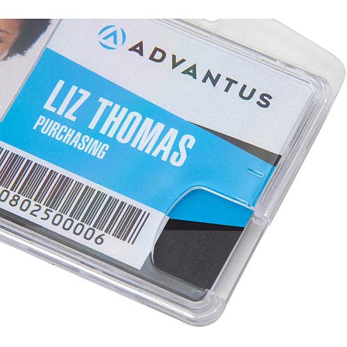 Advantus Plastic ID Card Holders Horizontal/Vertical - Plastic - Clear - Rotating Clip - 25 / Pack (76130)
