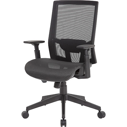 Boss Mesh Task Chair Black Seat Color - Black Back Color - Black Frame Color - 5-star Base - Mesh - Armrest - 1 Each (B6044)