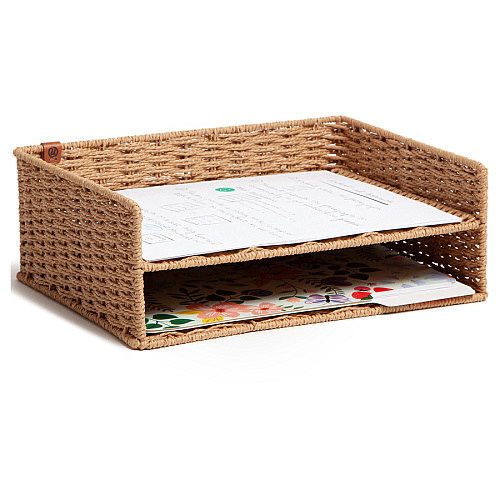 U Brands Woven Paper Tray 12.60" Height x 9.70" Width x 4.60" Depth - Sturdy - Brown - 1 Each (6085U0106)