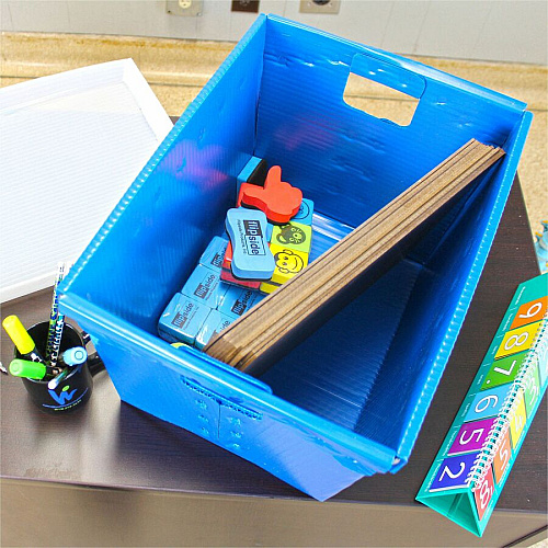 Flipside Products Flipside Primary Assorted Plastic Storage Postal Tote - 4 Pack Internal Dimensions: - External Dimensions: Height x 13.3" Width x 11.6" Depth x 18.3" Height - 11 gal - Lid Closure - Rugged - Plastic - Assorted - For Moving, Stora (40192)