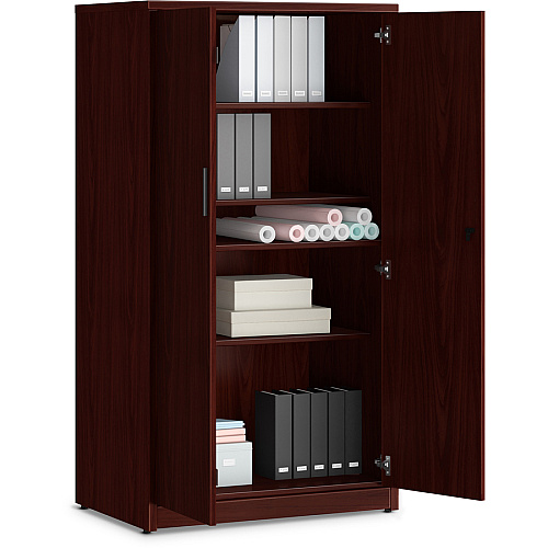 HON 10500 Series Mahogany Laminate Office Desking 66.6" Height x 36" Width x 24" Depth - 5 Shelve(s) - 3 Adjustable Shelf(ves) - Finish: Thermofused Laminate (TFL), Mahogany Laminate (105299NN)