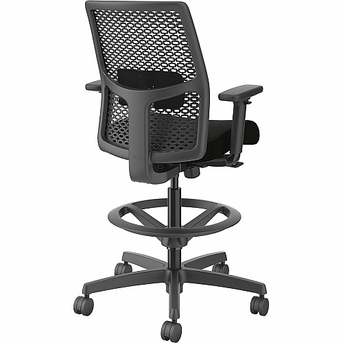 HON Ignition ReActiv Low-Back Task Stool Black Foam Seat - Black Frame - Low Back - 5-star Base - Armrest - 1 Each (I1RA1A0U10AT)